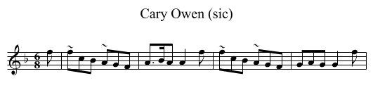 Cary Owen (sic) - staff notation
