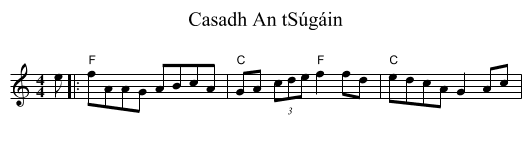 Casadh An tSúgáin - staff notation