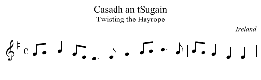 Casadh an tSugain - staff notation