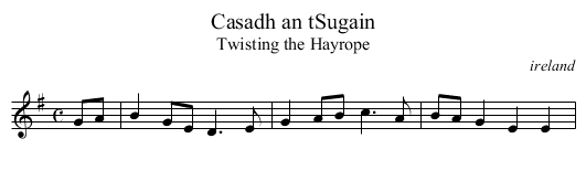 Casadh an tSugain - staff notation