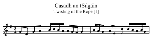 Casadh an tSúgáin - staff notation