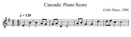 Cascade: Piano Score - staff notation