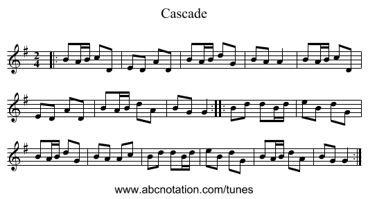 Cascade - staff notation