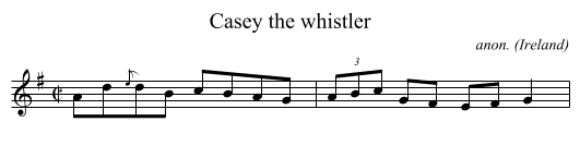 Casey the whistler - staff notation
