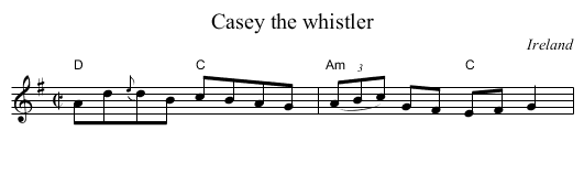 Casey the whistler - staff notation