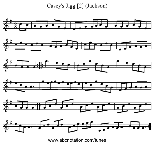 Casey's Jigg [2] (Jackson) - staff notation