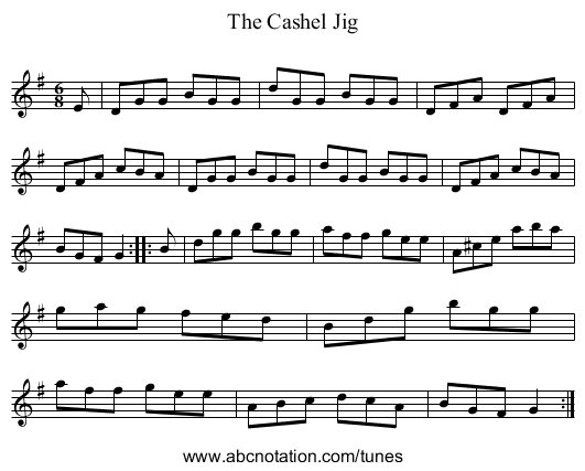 Cashel Jig, The - staff notation