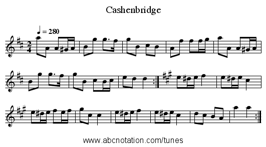 Cashenbridge - staff notation