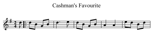 Cashman's Favourite - staff notation