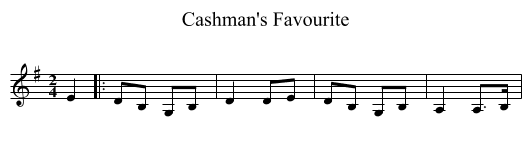 Cashman's Favourite - staff notation