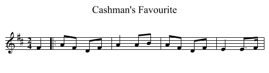 Cashman's Favourite - staff notation