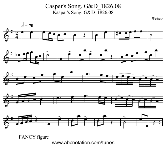 Casper's Song. G&D_1826.08 - staff notation