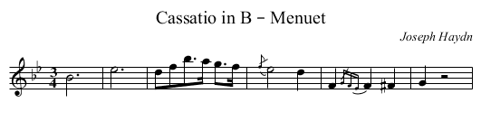 Cassatio in B – Menuet - staff notation