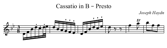 Cassatio in B – Presto - staff notation