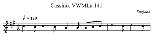 Cassino. VWMLa.141 - staff notation