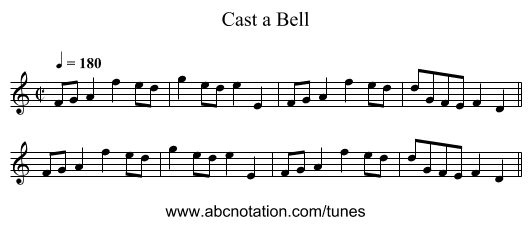 Cast a Bell - staff notation