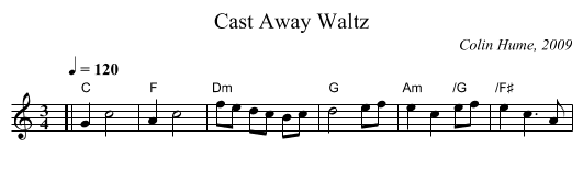 Cast Away Waltz - staff notation