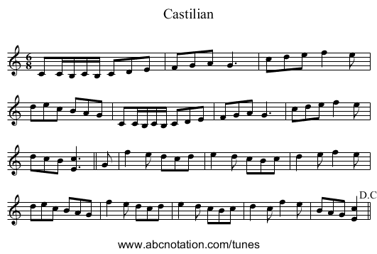 Castilian - staff notation