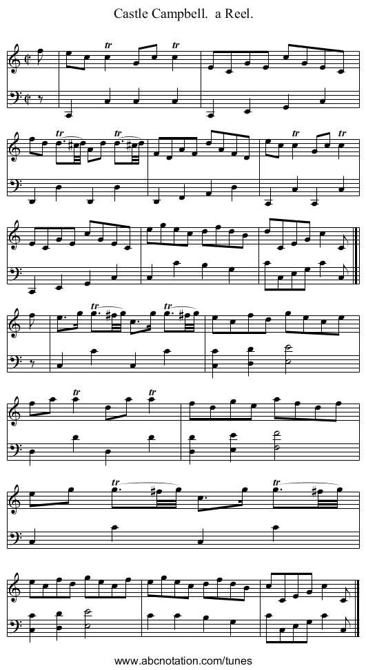 Castle Campbell.  a Reel. - staff notation