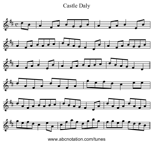 Castle Daly - staff notation