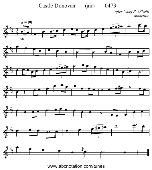 Castle Donovan     (air)       0473 - staff notation