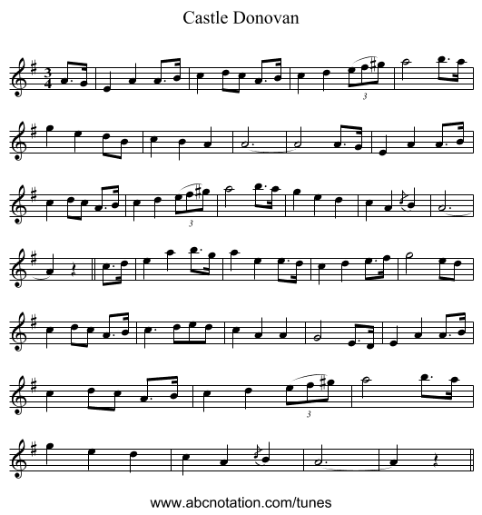 Castle Donovan - staff notation