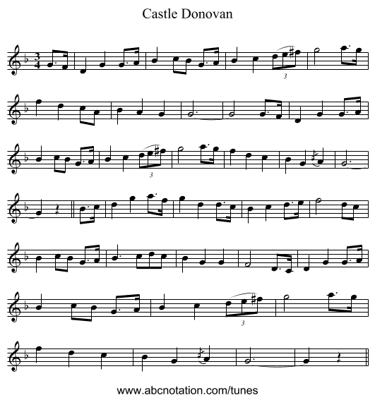 Castle Donovan - staff notation