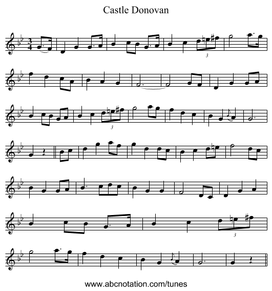 Castle Donovan - staff notation