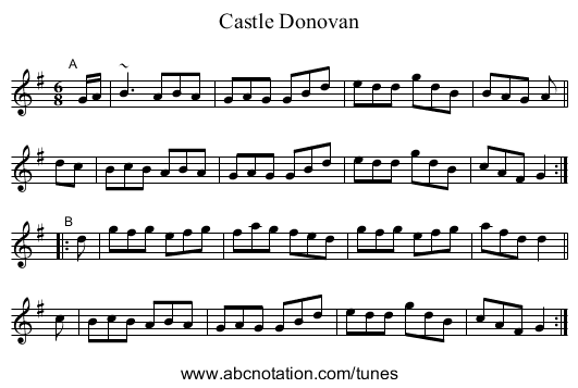 Castle Donovan - staff notation