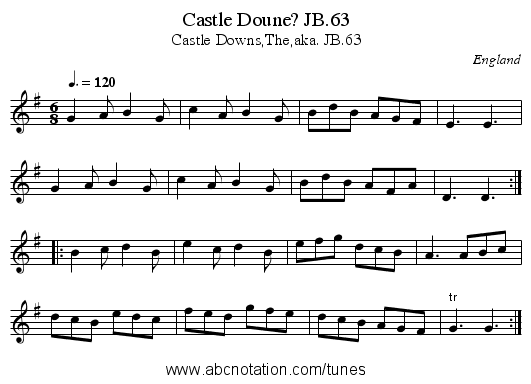 Castle Doune? JB.63 - staff notation