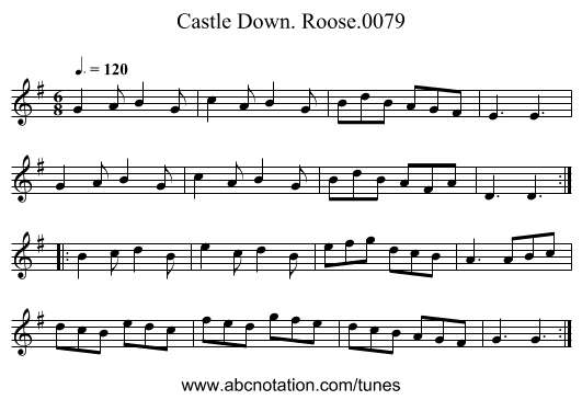 Castle Down. Roose.0079 - staff notation