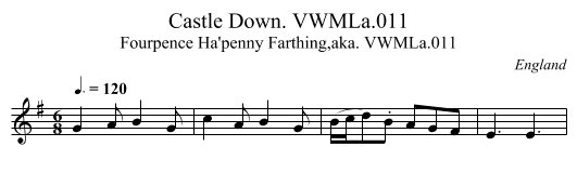Castle Down. VWMLa.011 - staff notation