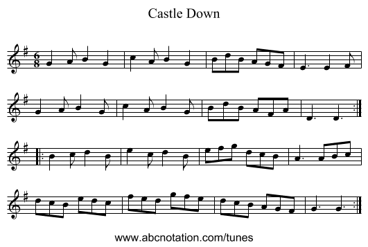 Castle Down - staff notation