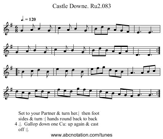 Castle Downe. Ru2.083 - staff notation