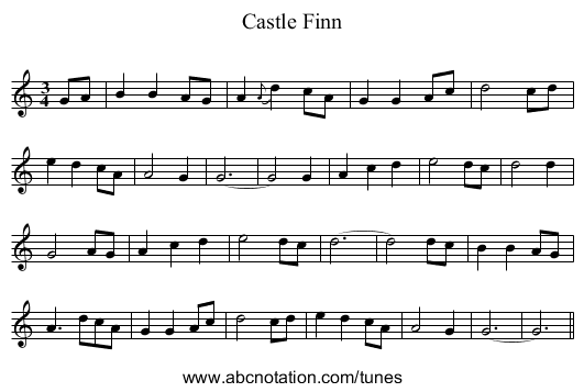 Castle Finn - staff notation