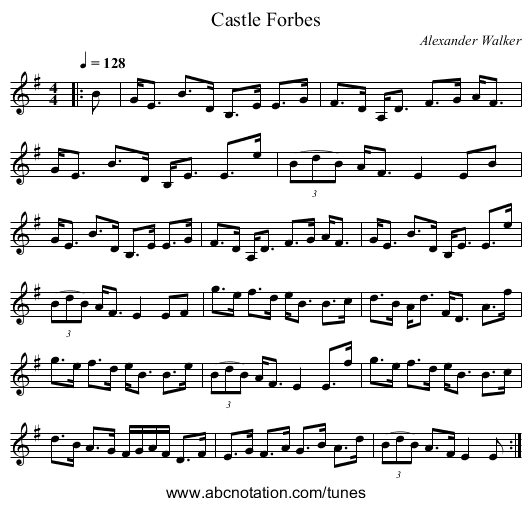 Castle Forbes - staff notation