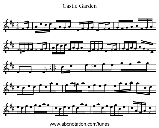 Castle Garden - staff notation