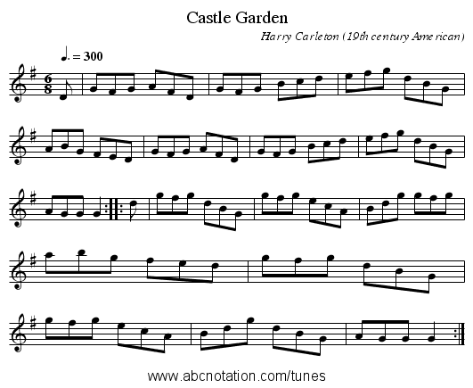 Castle Garden - staff notation