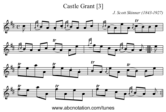 Castle Grant [3] - staff notation