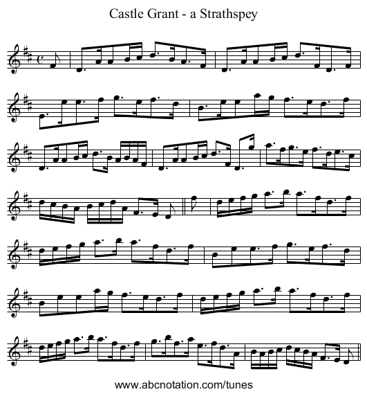 Castle Grant - a Strathspey - staff notation