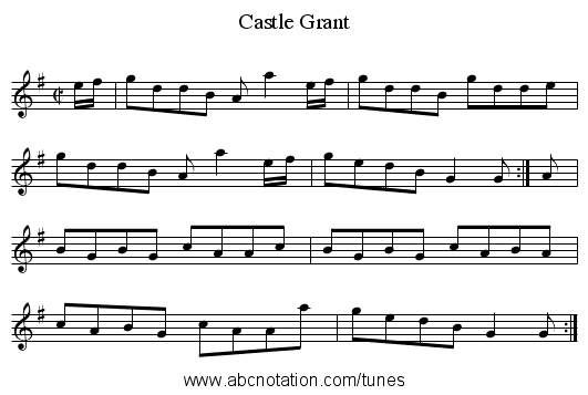 Castle Grant - staff notation