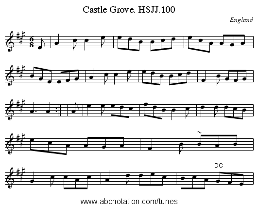 Castle Grove. HSJJ.100 - staff notation