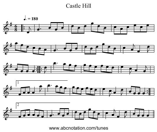 Castle Hill - staff notation