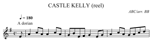 CASTLE KELLY (reel) - staff notation