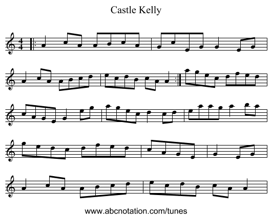Castle Kelly - staff notation