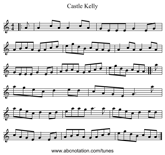 Castle Kelly - staff notation