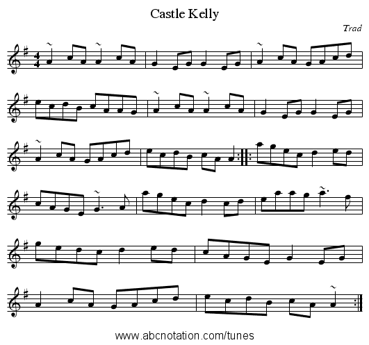 Castle Kelly - staff notation