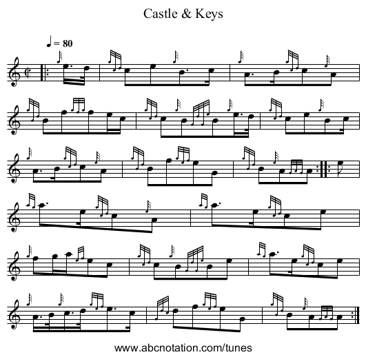 Castle & Keys - staff notation