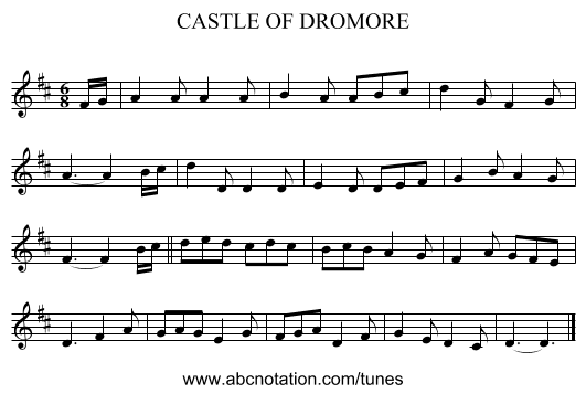 CASTLE OF DROMORE - staff notation