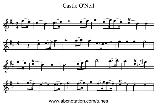 Castle O'Neil - staff notation
